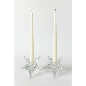 Rosenthal Kosta Stern Crystal Star Candle Holders Set of 2 MCM Scandinavian‎